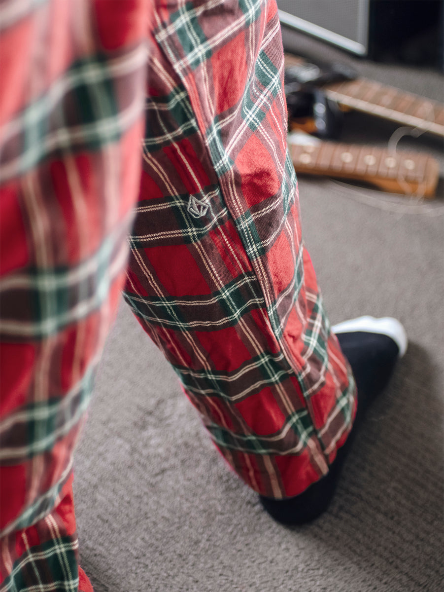 Men's Fashion Plaid Pants Grey & Apple Red -  Canada