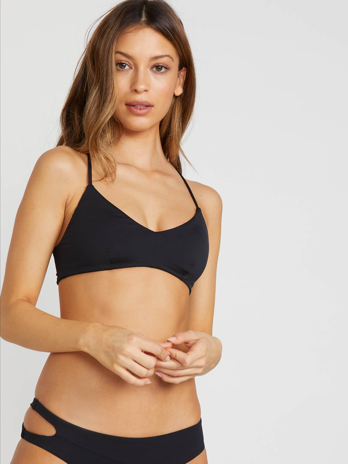 Simply Seamless V Neck Bikini Top Black Volcom Canada