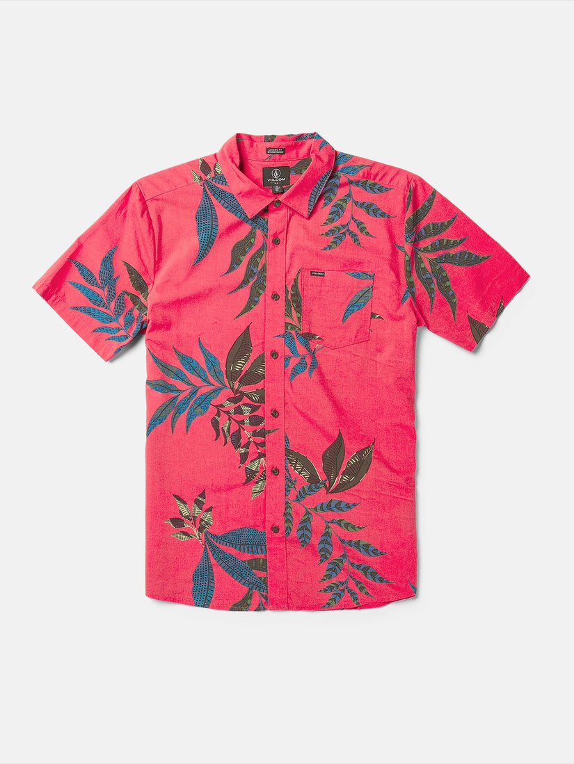 Paradiso Floral Short Sleeve Shirt - Washed Ruby