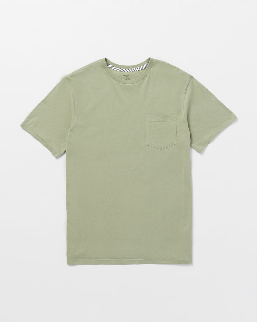 Solid Short Sleeve Shirt Pocket Tee - Green Tea