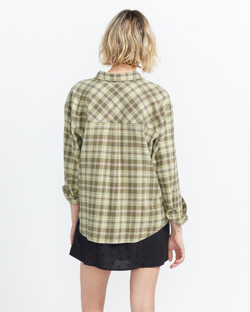 Plaid To Meet U 2 Long Sleeve Top - Army