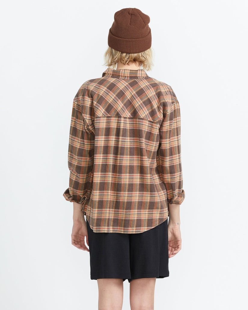 Plaid To Meet U 2 Long Sleeve Top - Vintage Brown