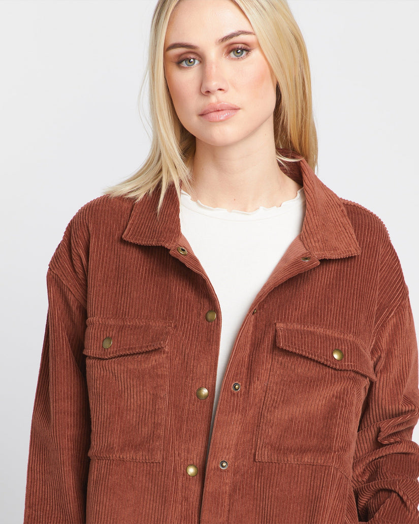 Power Chord Shacket - Chestnut Brown