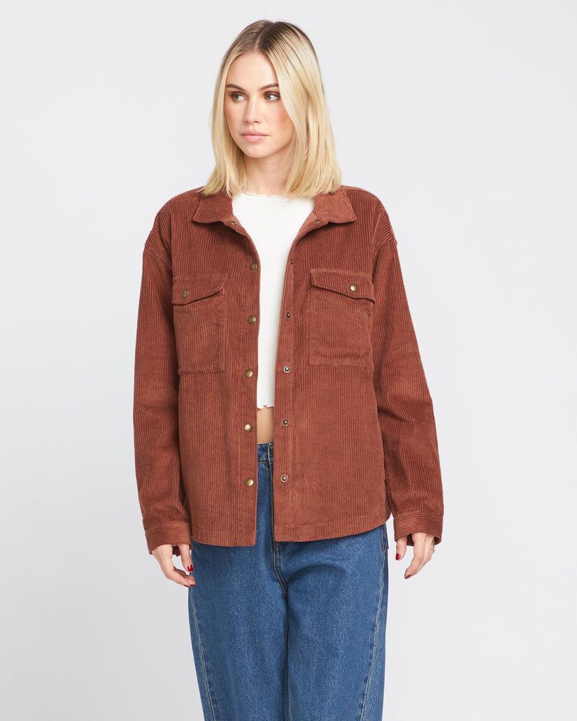 Power Chord Shacket - Chestnut Brown