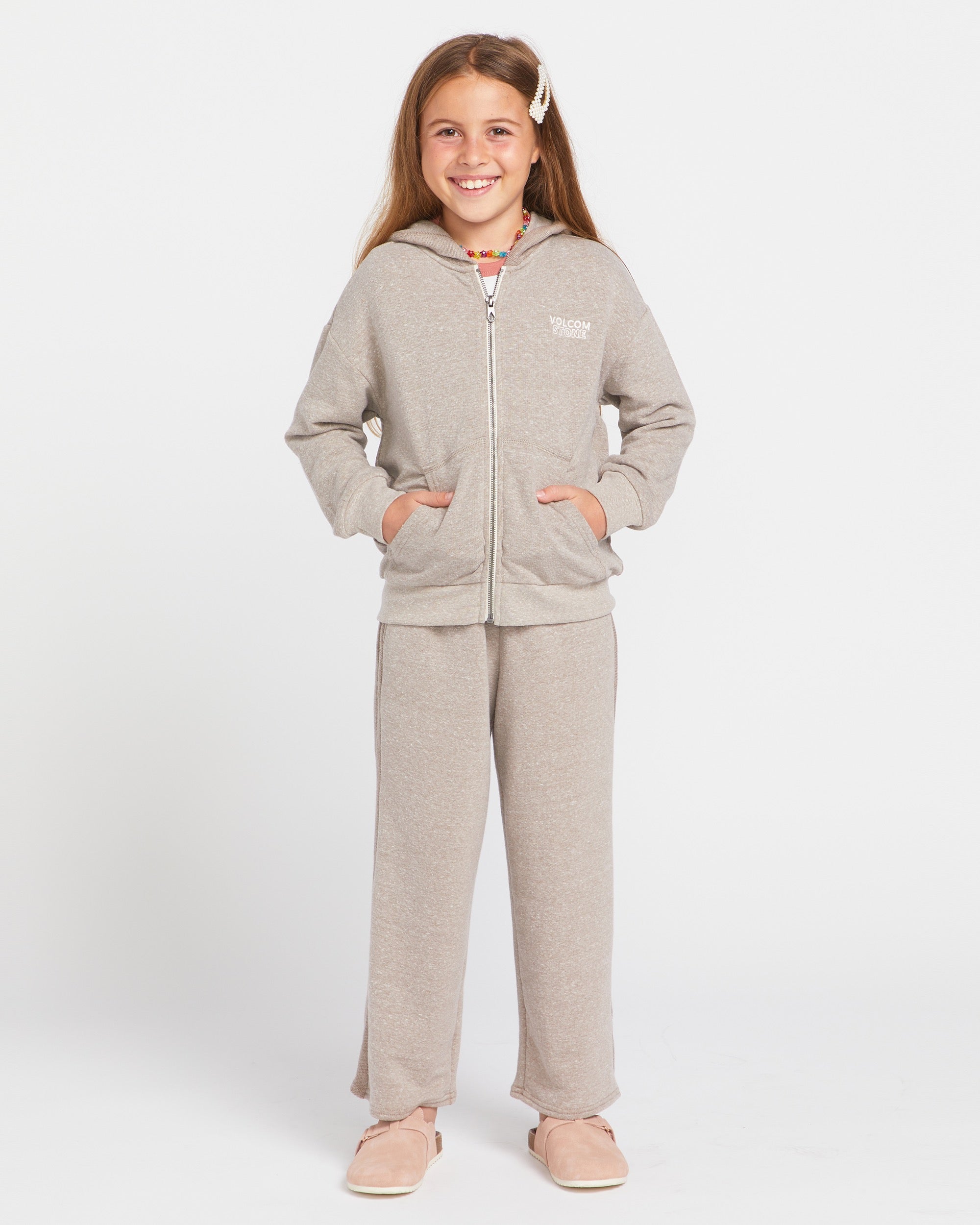 Little Girls Lived Lounge Frenchie Zip Fleece - Moondust