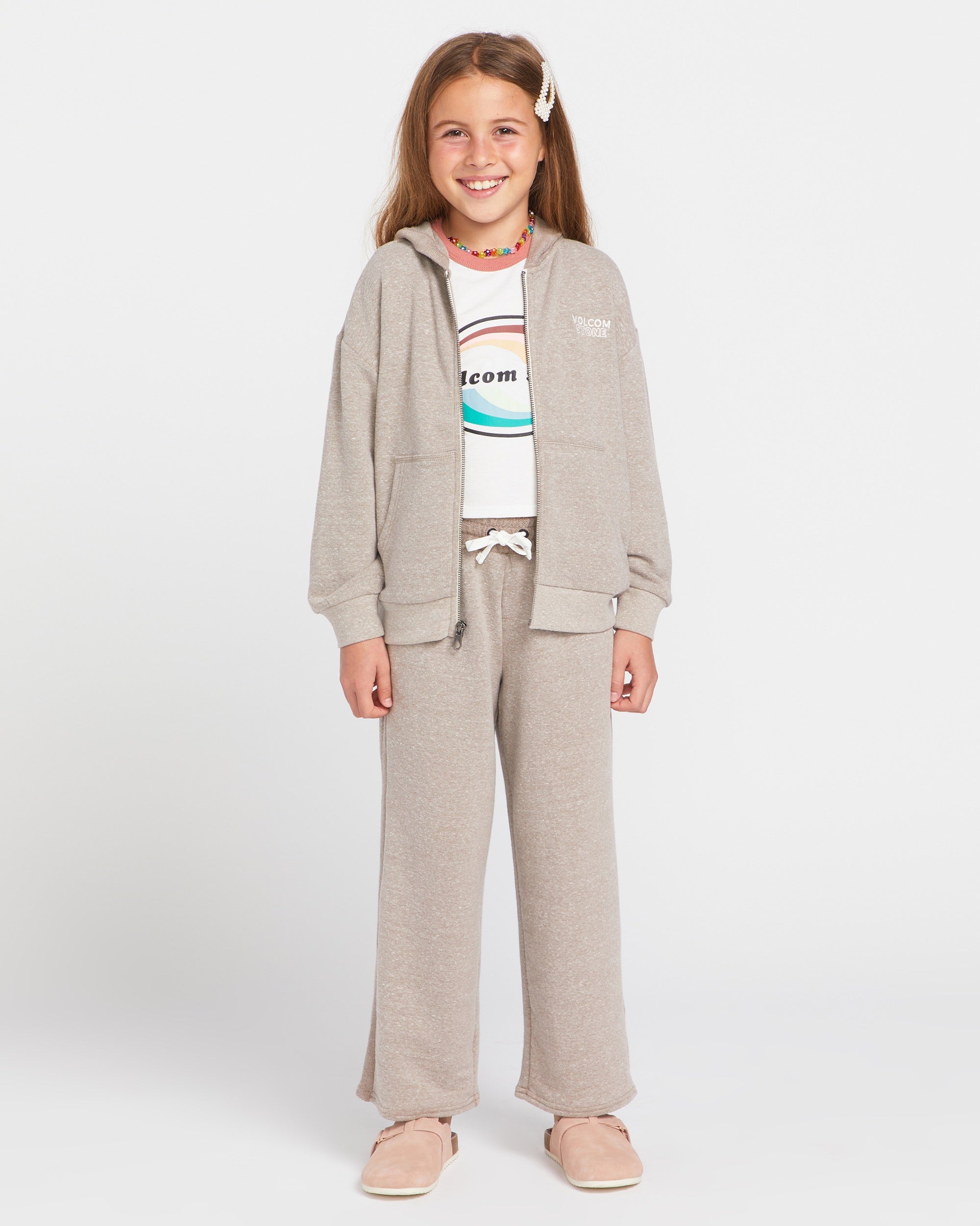 Big Girls Lived Lounge Frenchie Zip Fleece - Moondust