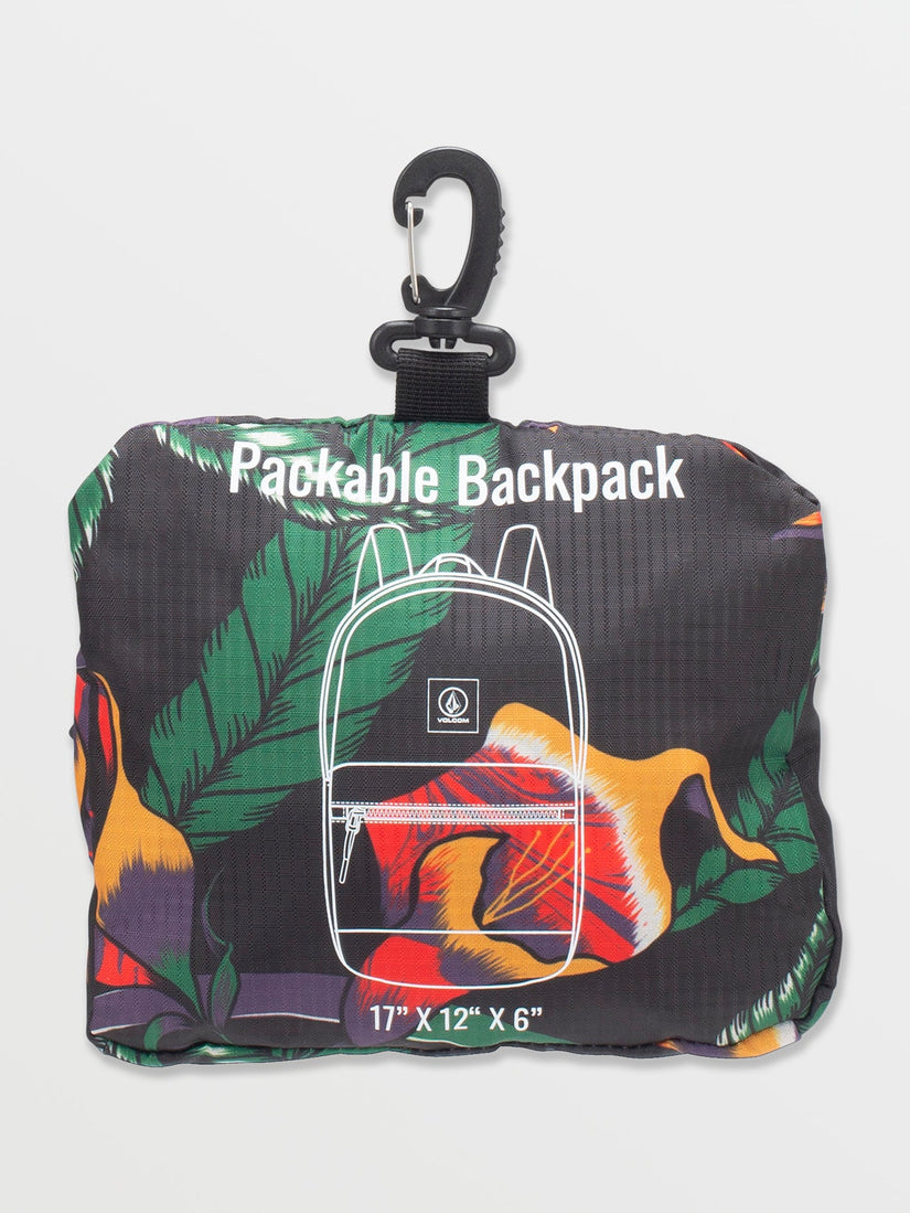 Bt Packable Backpack - Black Floral Print