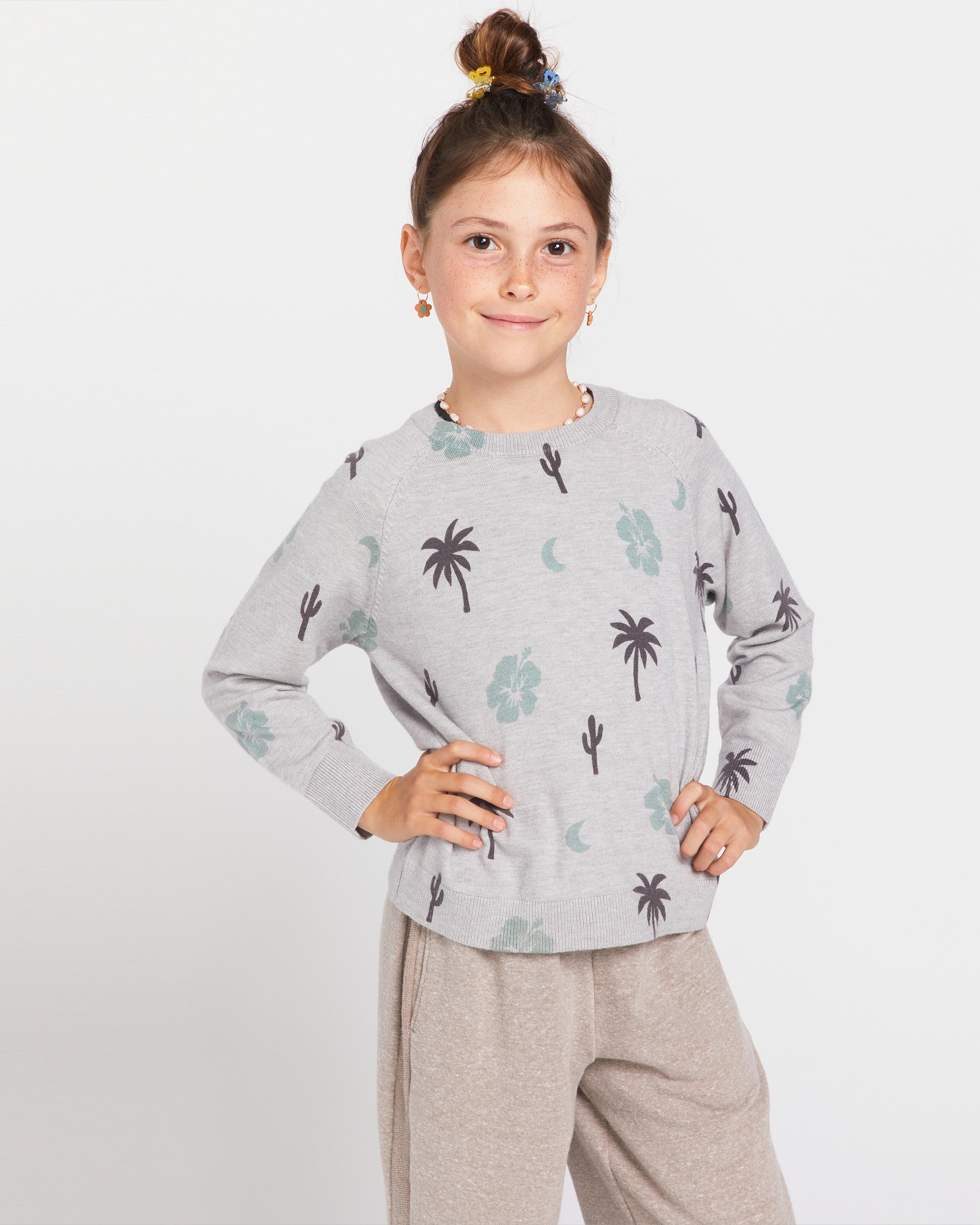 Little Girls Moondazed Sweater - Light Grey