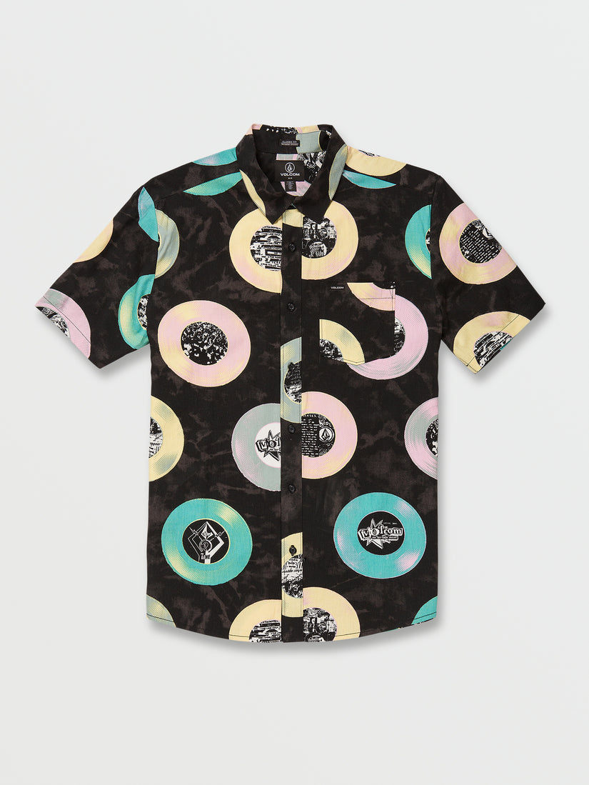 Volcom Entertainment Long Playing Woven Short Sleeve Shirt - Black (A0412301_BLK) [F]