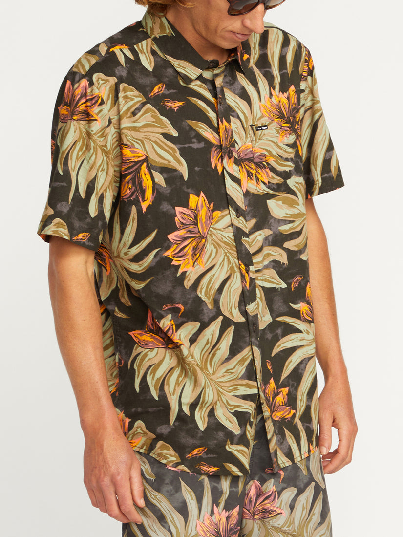 Marble Floral Short Sleeve Shirt - Rinsed Black (A0412308_RIB) [12]