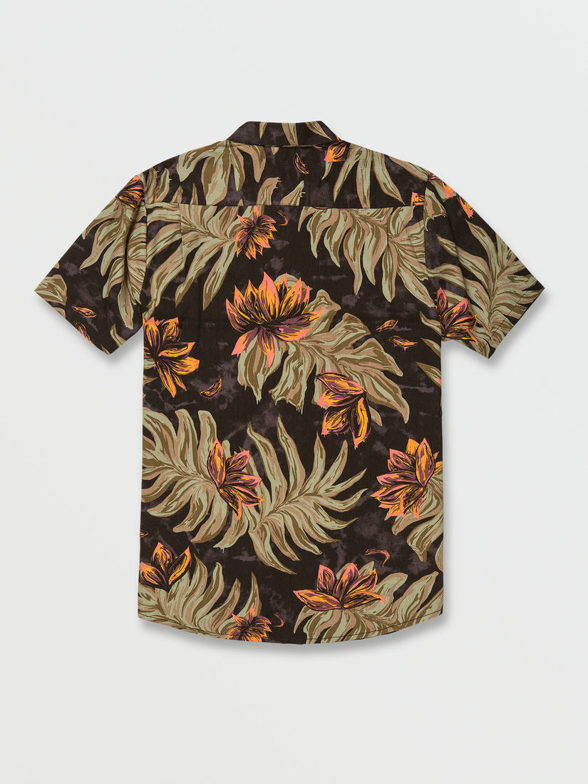 Marble Floral Short Sleeve Shirt - Rinsed Black (A0412308_RIB) [B]