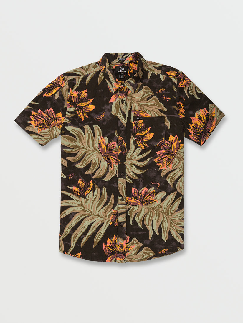 Marble Floral Short Sleeve Shirt - Rinsed Black (A0412308_RIB) [F]