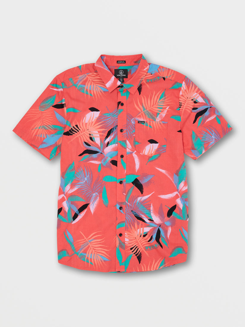 Leaf Spray Short Sleeve Shirt - Lava Rock Red (A0432203_LRR) [B]