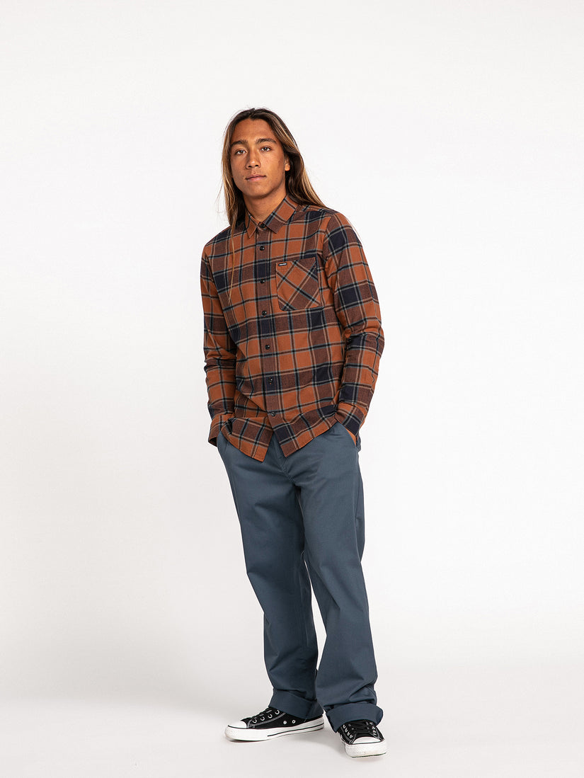 Caden Plaid Long Sleeve Flannel - Mocha (A0532203_MOC) [B]