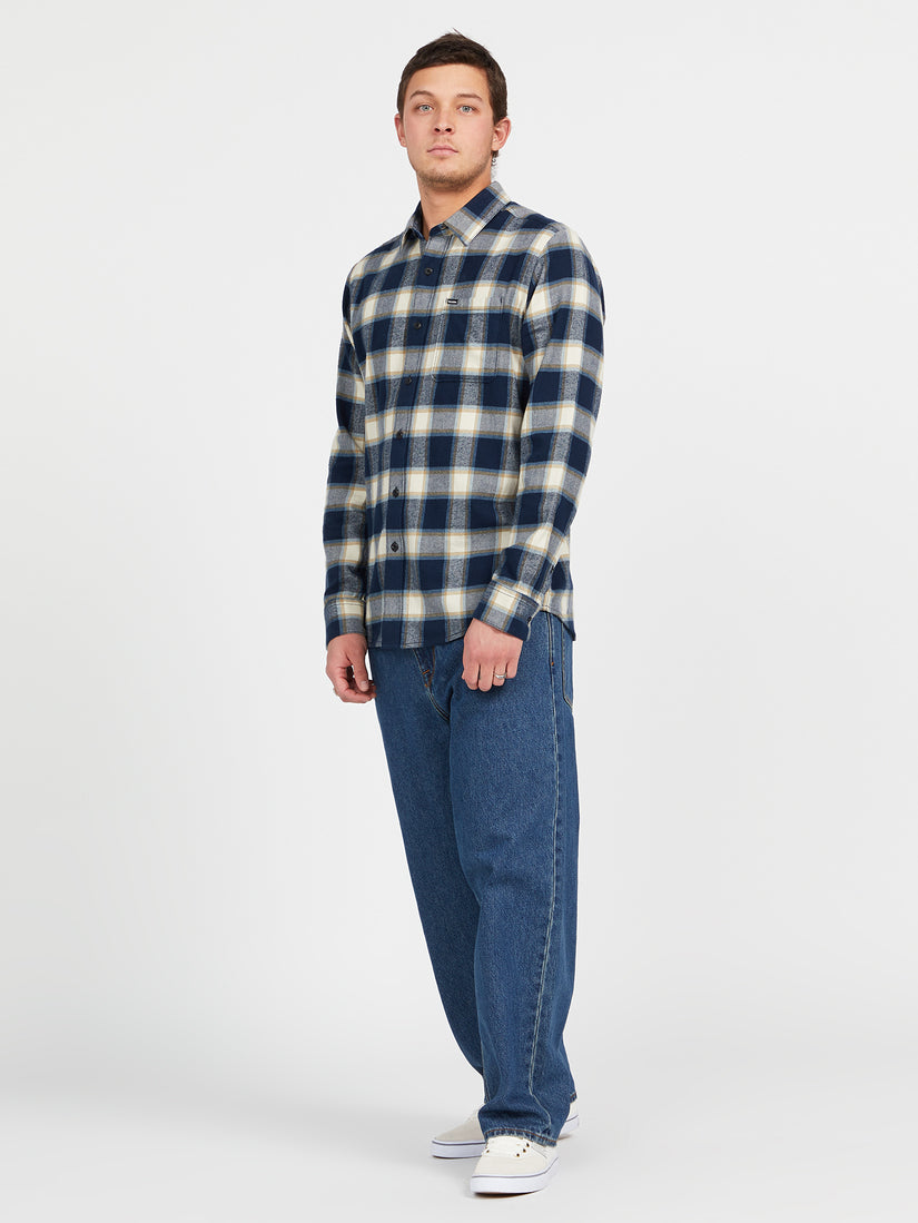 Caden Plaid Long Sleeve Flannel - Navy (A0542204_NVY) [3]