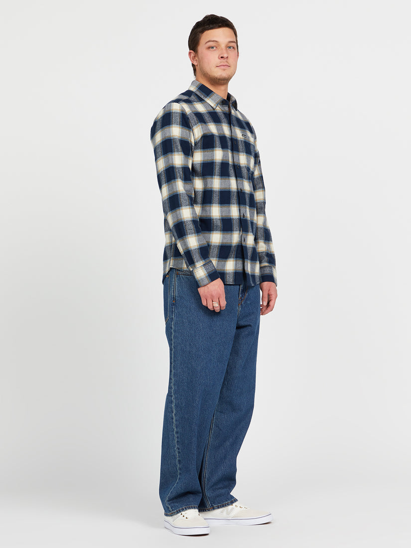 Caden Plaid Long Sleeve Flannel - Navy (A0542204_NVY) [B]