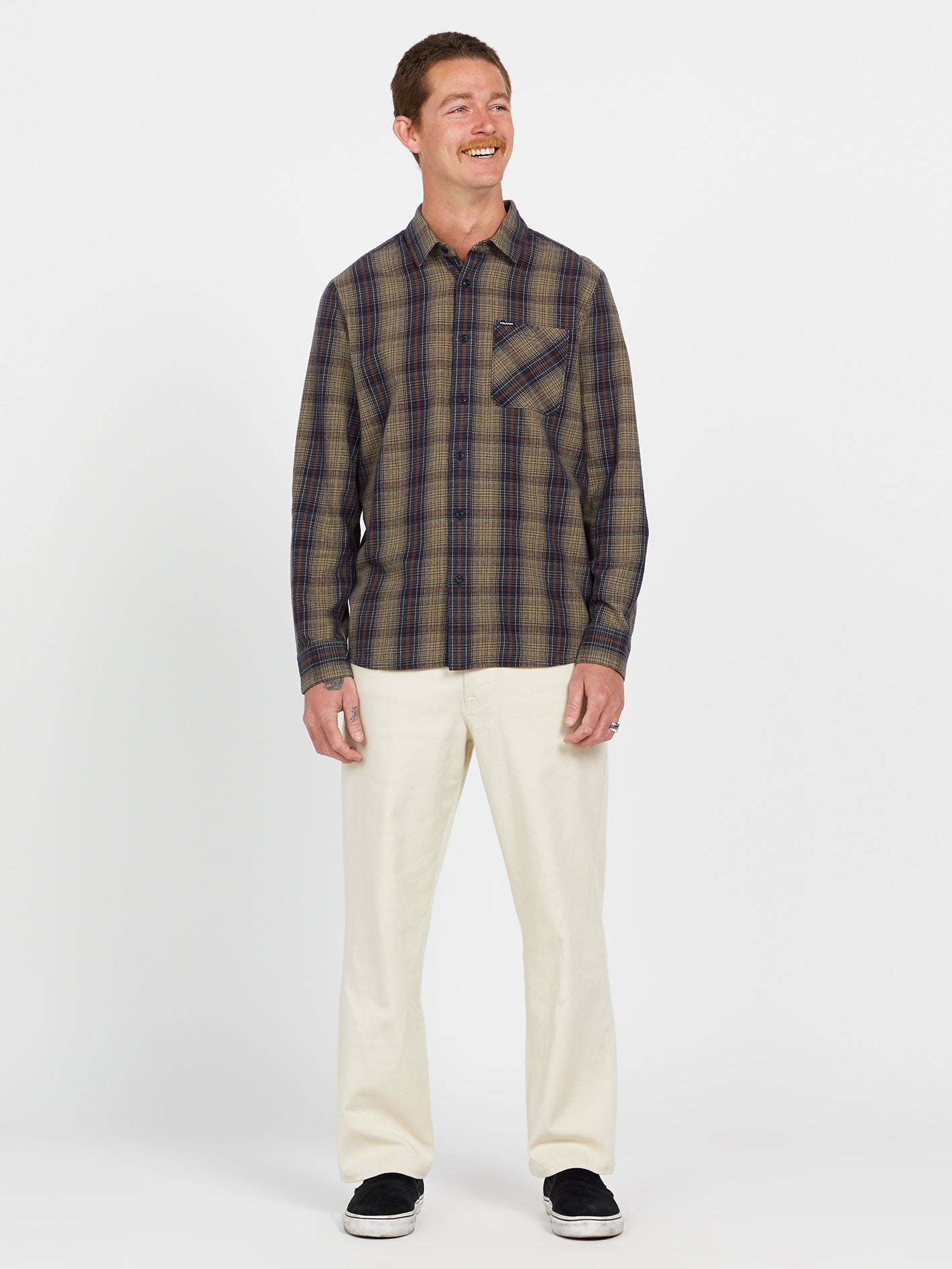 Heavy Twills Flannel Long Sleeve Shirt - Khaki