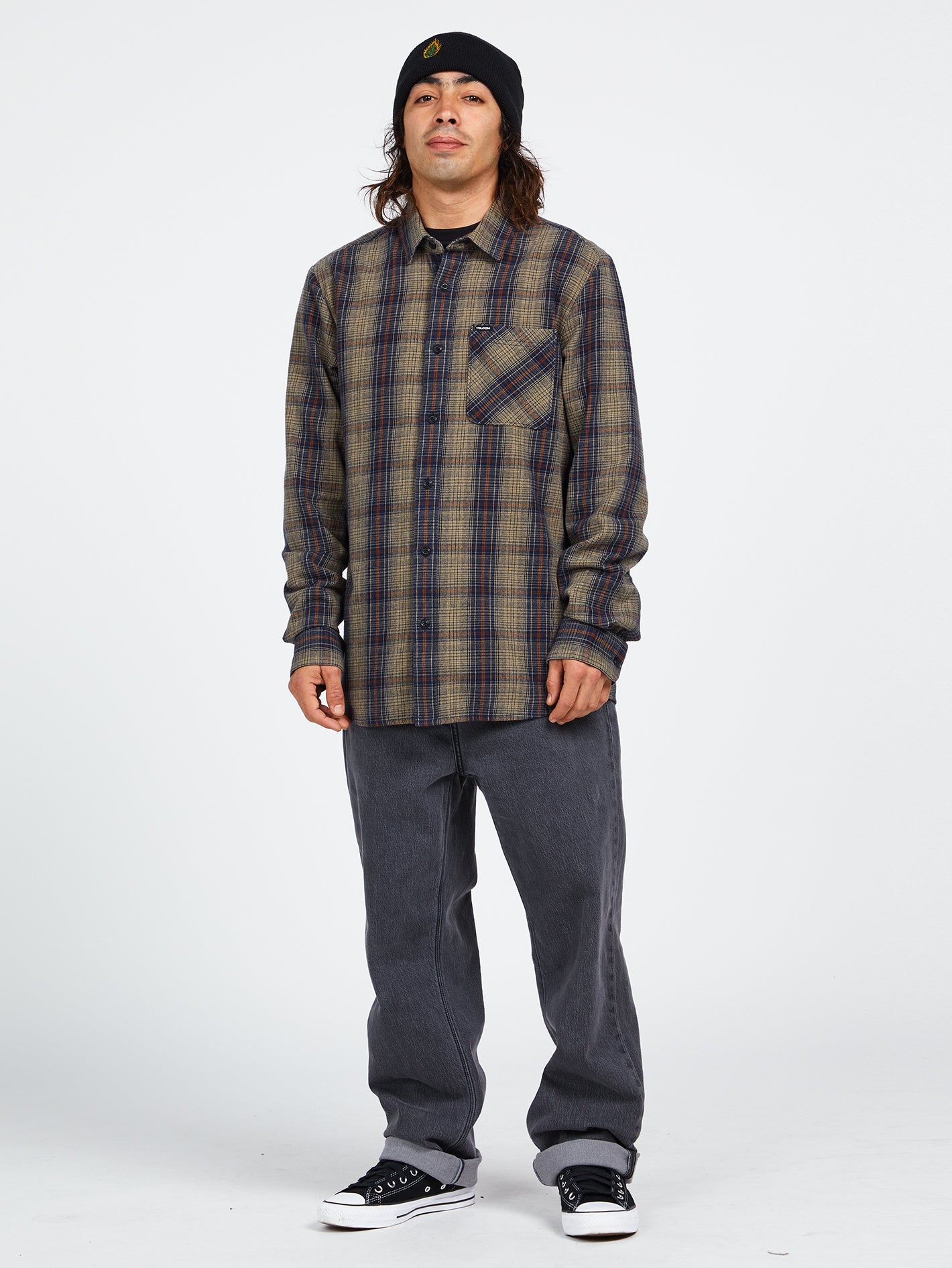 Heavy Twills Flannel Long Sleeve Shirt - Khaki