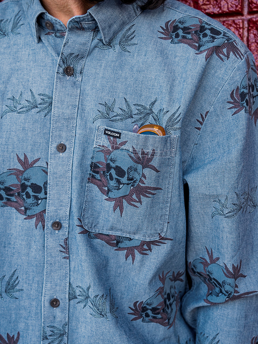 Rise And Stone Long Sleeve Shirt - Chambray