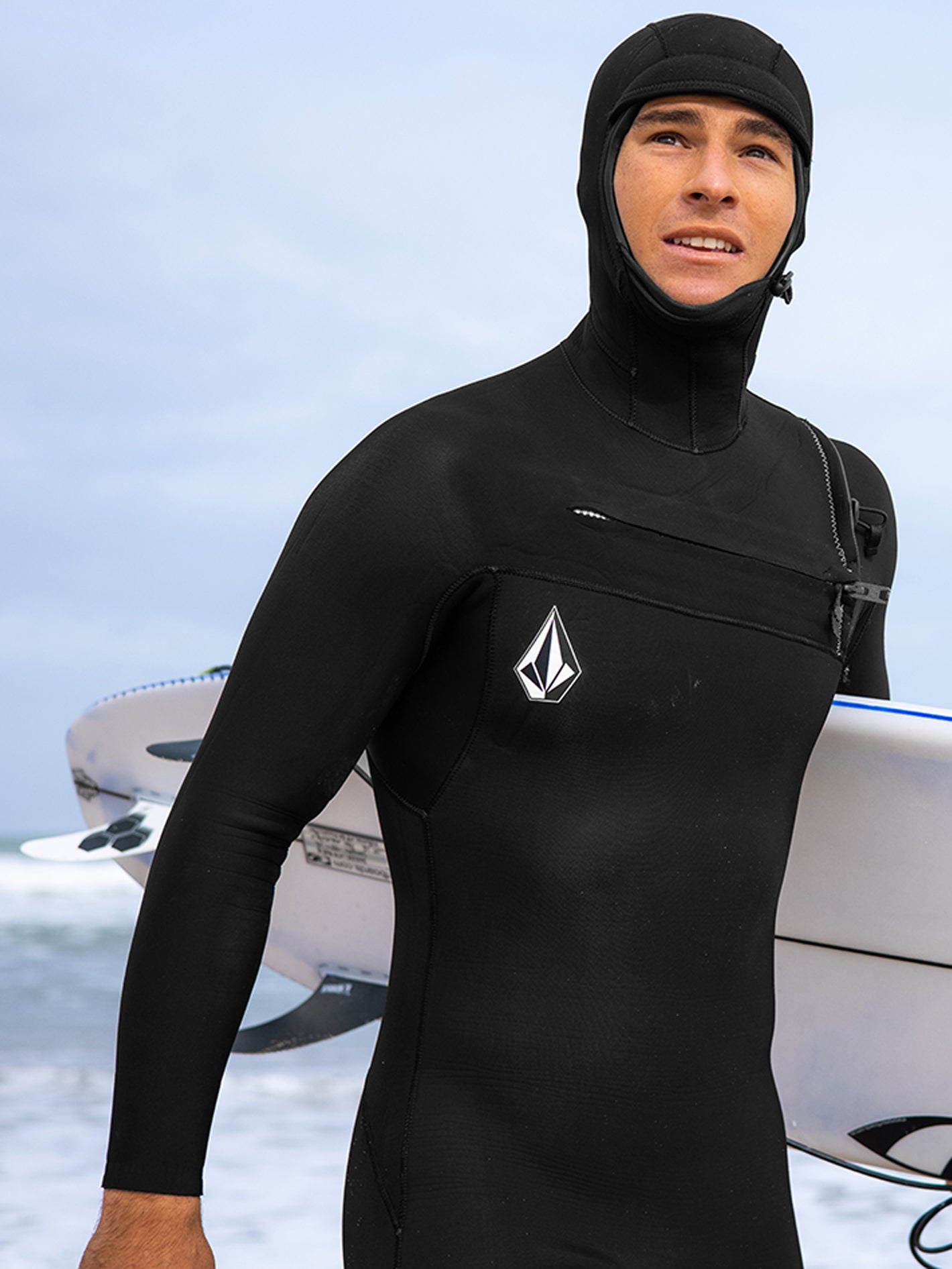 Modulator 4/3mm Long Sleeve Hooded Chest Zip Wetsuit - Black