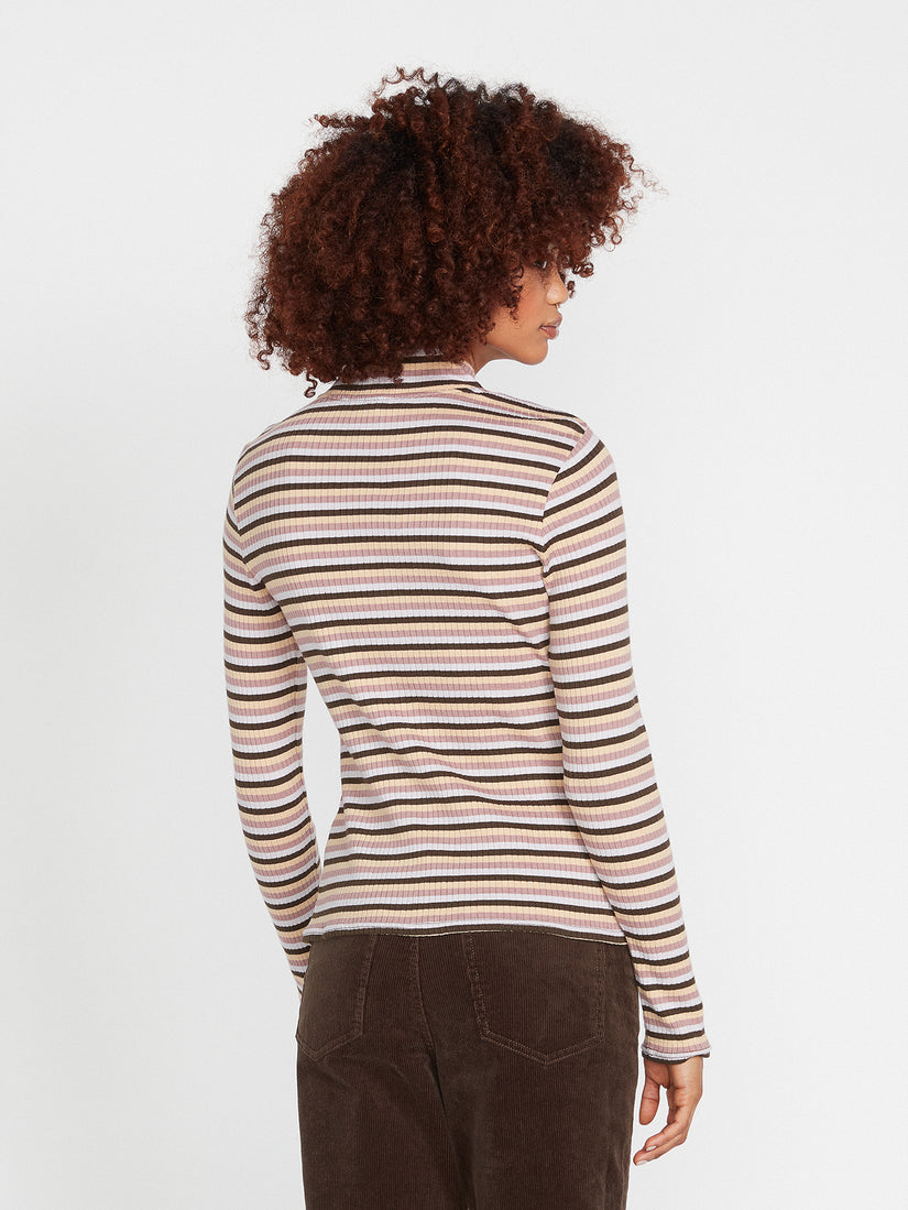 Stone Checked Long Sleeve Top - Espresso (B0332202_ESP) [B]