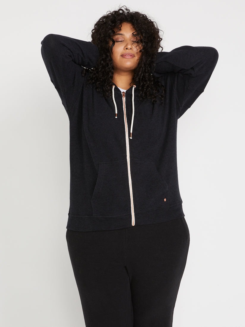 Lived In Lounge Zip Fleece Plus Size - Black (B3111802P_BLKI) [F]