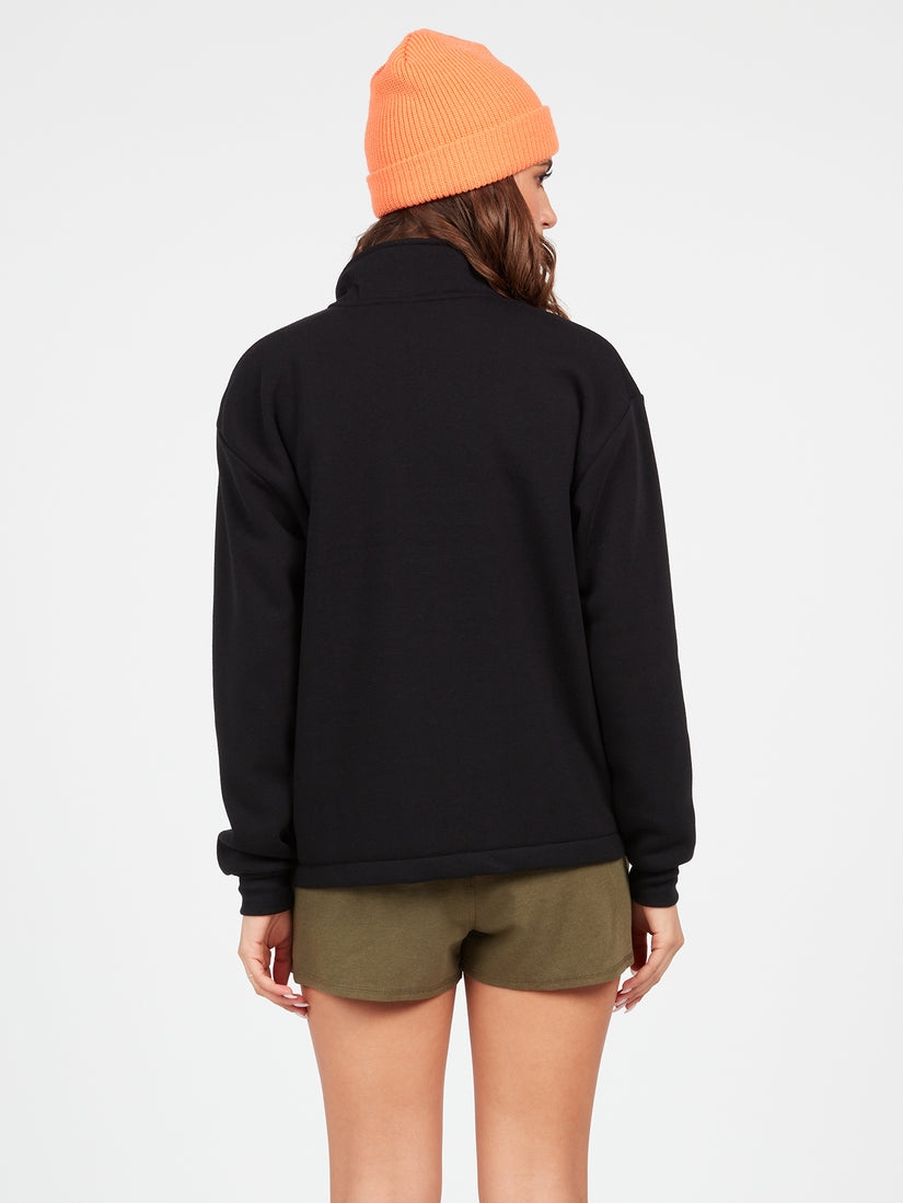 Stone Stacked Mock Neck Hoodie - Black (B4112202_BLK1) [B]