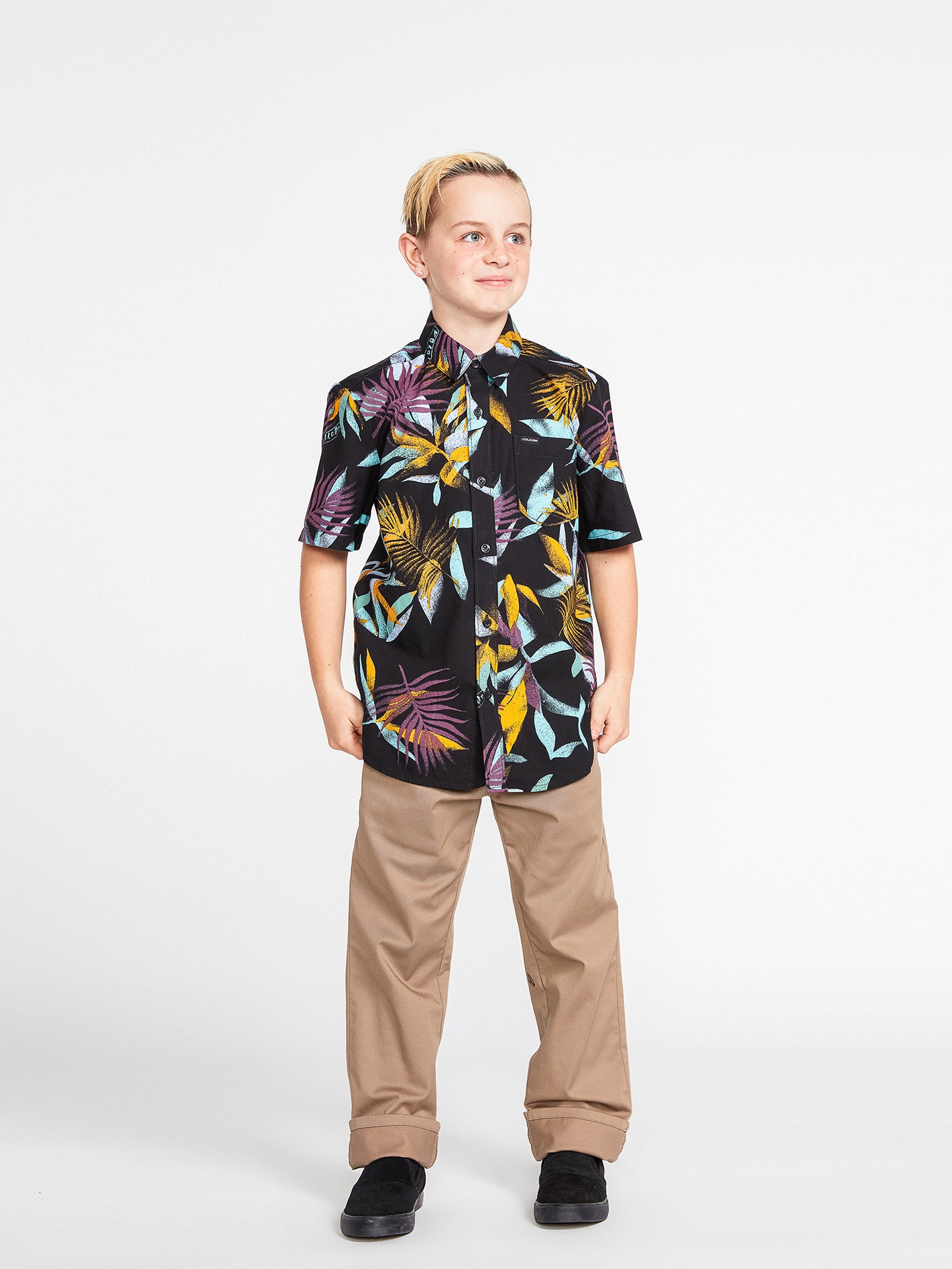 Big Boys Leaf Spray Short Sleeve Shirt