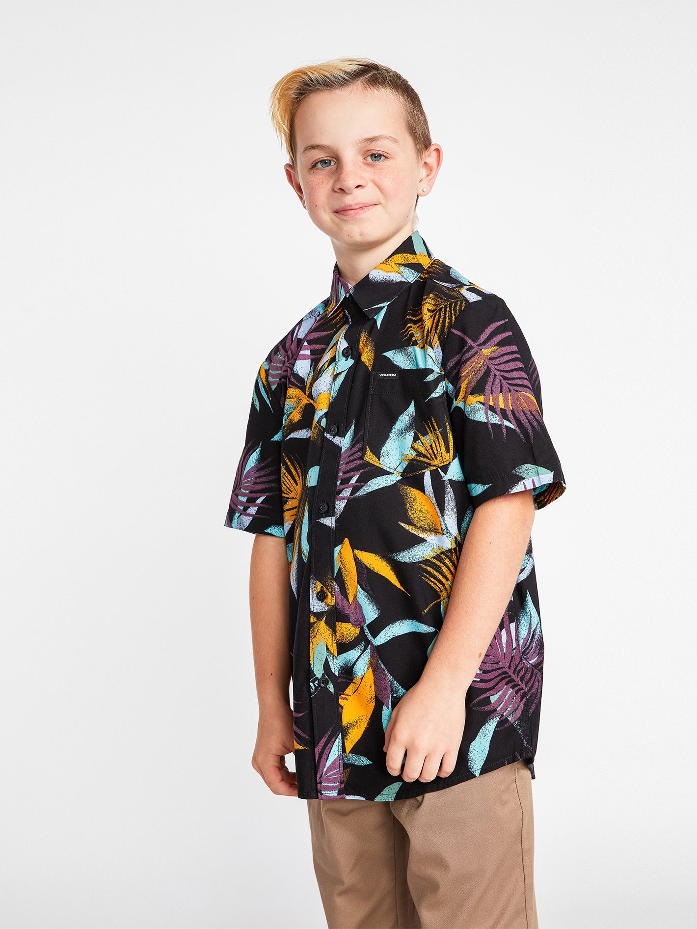 Big Boys Leaf Spray Short Sleeve Shirt