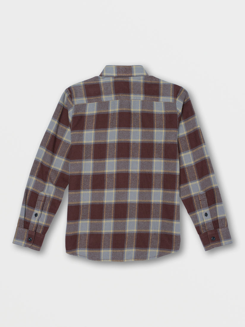 Big Boys Caden Plaid Long Sleeve Shirt - Mahogany (C0542204_MAH) [B]