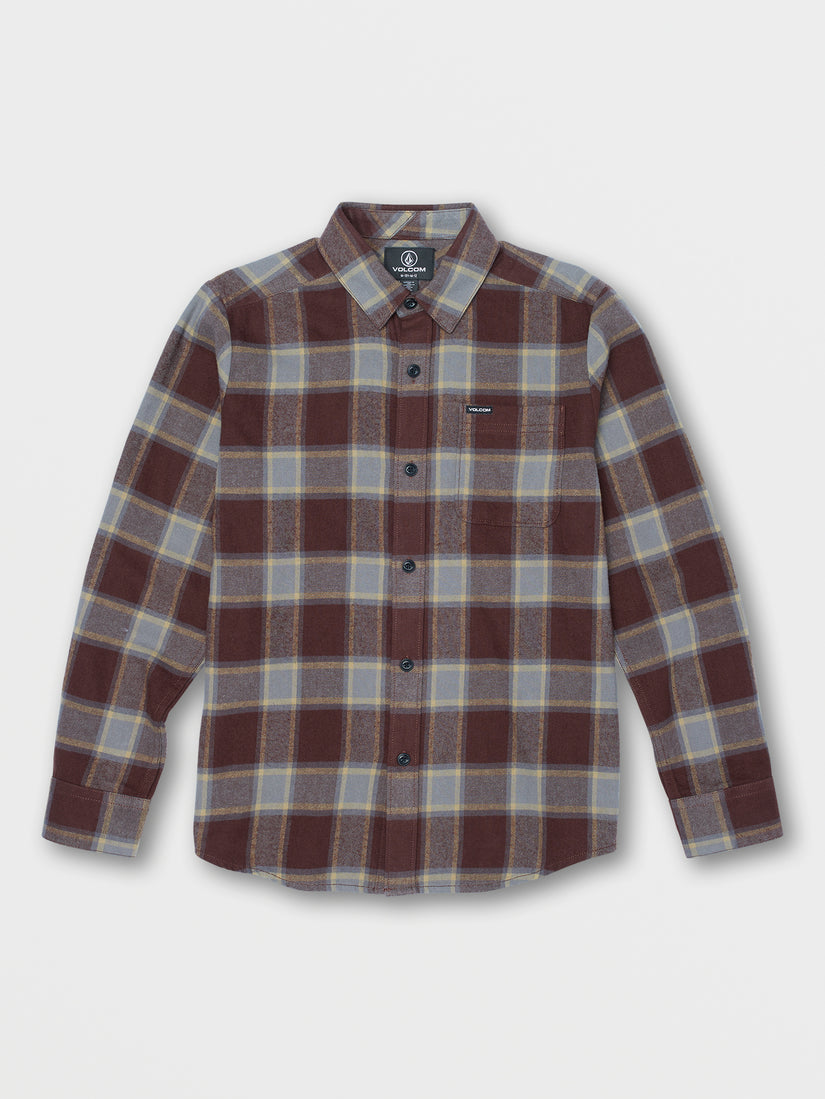 Big Boys Caden Plaid Long Sleeve Shirt - Mahogany (C0542204_MAH) [F]