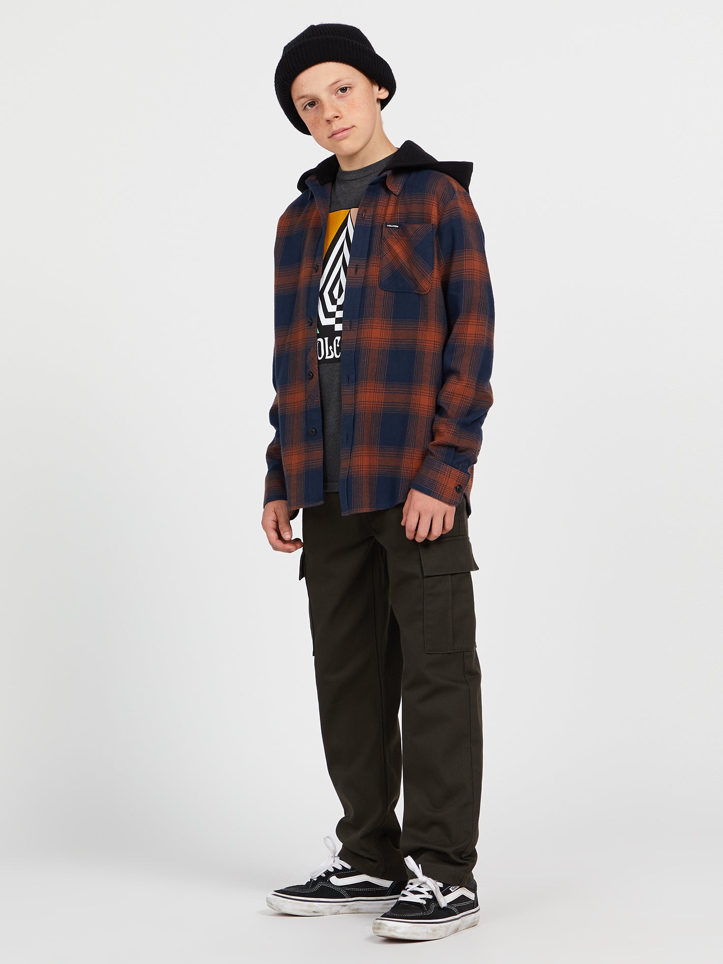 Big Boys Netastone Hooded Long Sleeve Shirt - Navy