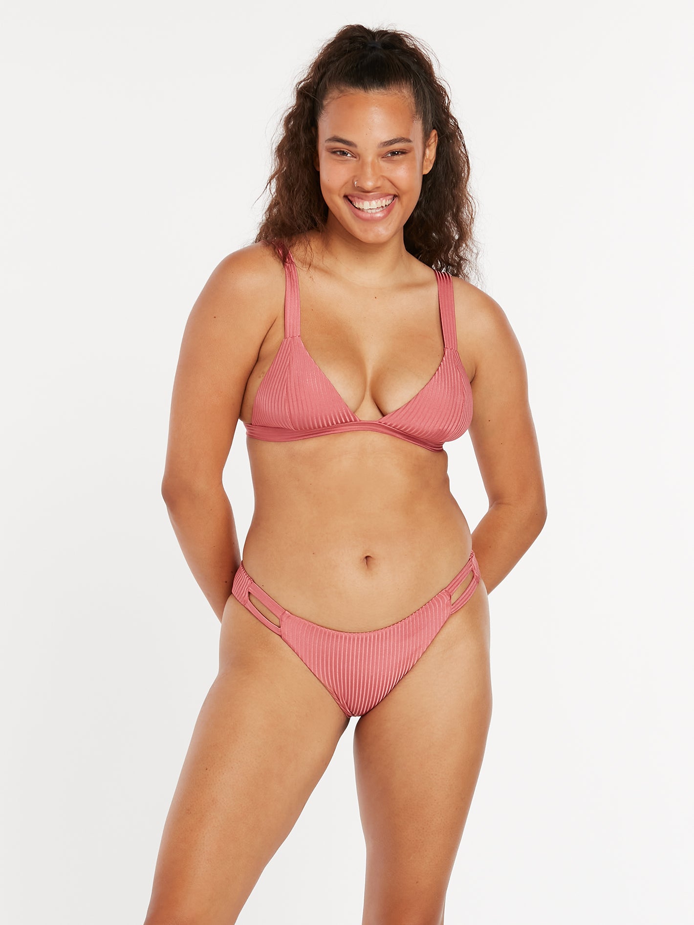 Simply Rib Hipster Bikini Bottom - Dusty Rose