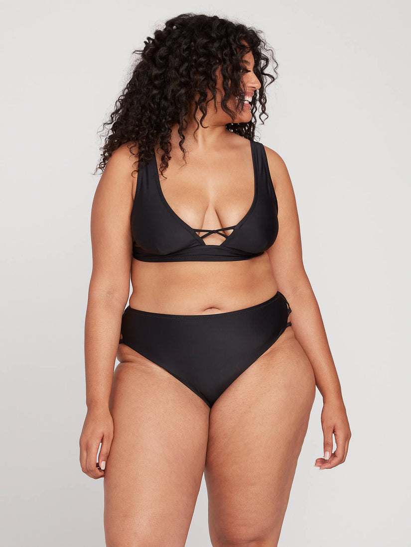 Simply Solid Retro Bikini Bottom Plus Size - Black