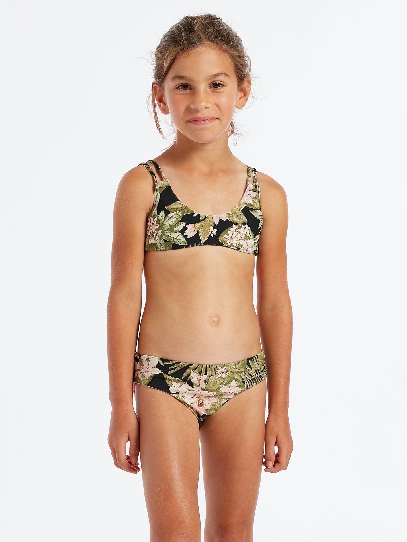 Girls Midnight Tropic Bikini Set - Shadow Lime