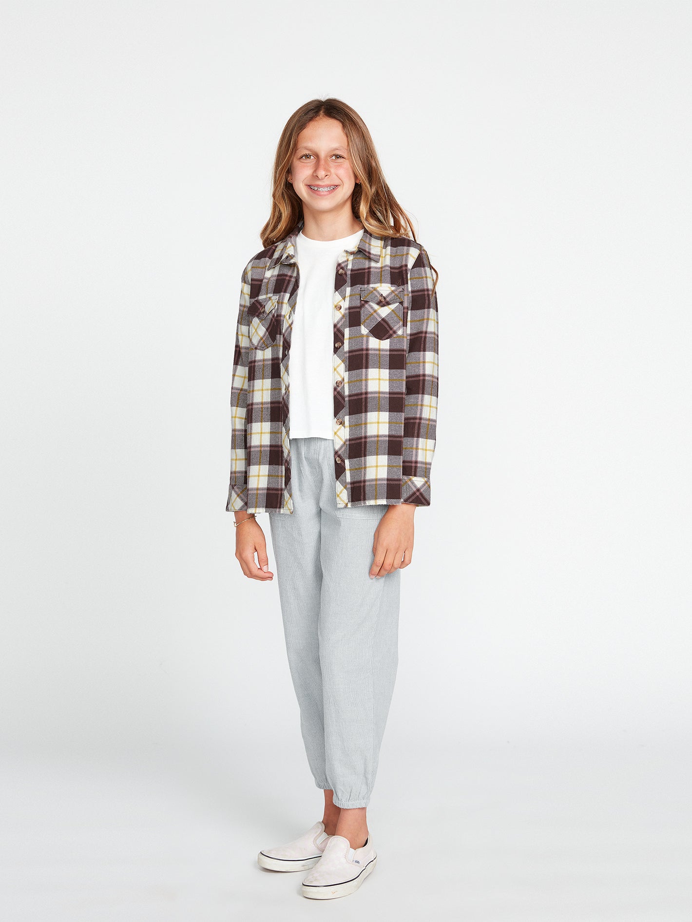 Girls Getting Rad Plaid Long Sleeve Flannel