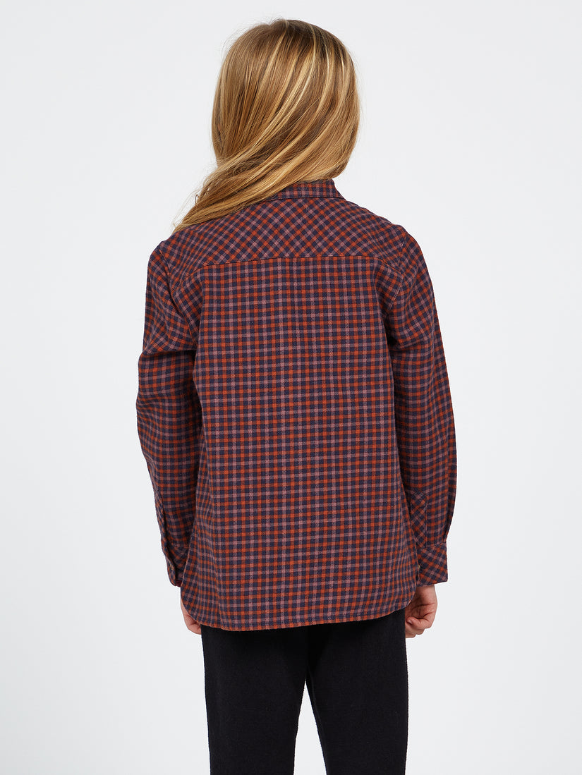 Girls Getting Rad Plaid Long Sleeve Shirt - Midnight Blue (R0532100_MDB) [B]