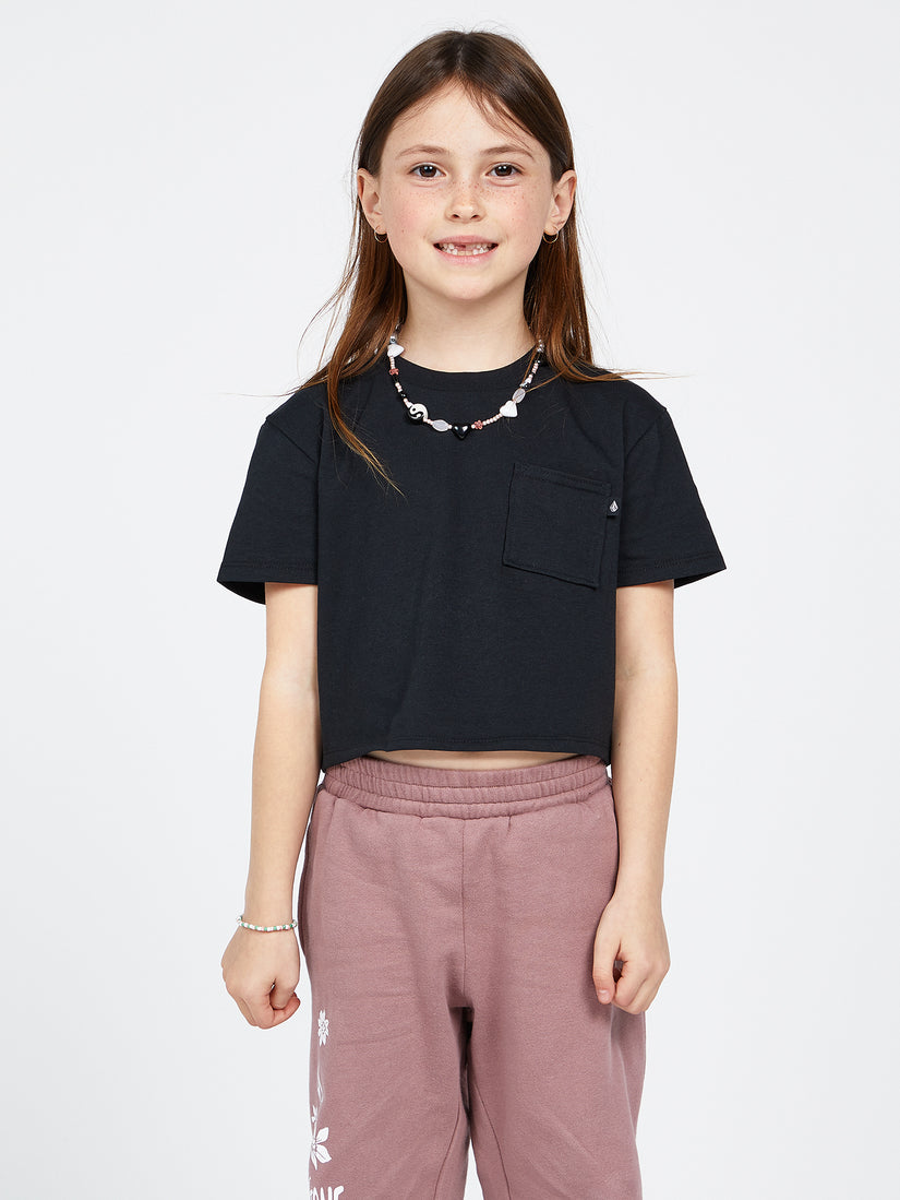 Girls Pocket Dial Short Sleeve Tee - Black (R3542203_BLK) [B]