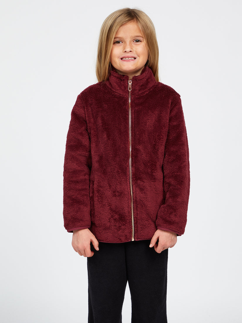 Girls Pheelin Phuzzy Zip Up Jacket - Burgundy (R4832200_BUR) [2]