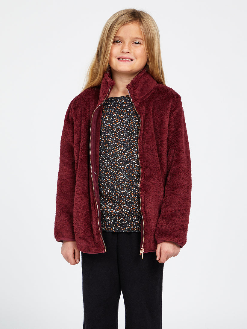 Girls Pheelin Phuzzy Zip Up Jacket - Burgundy (R4832200_BUR) [F]