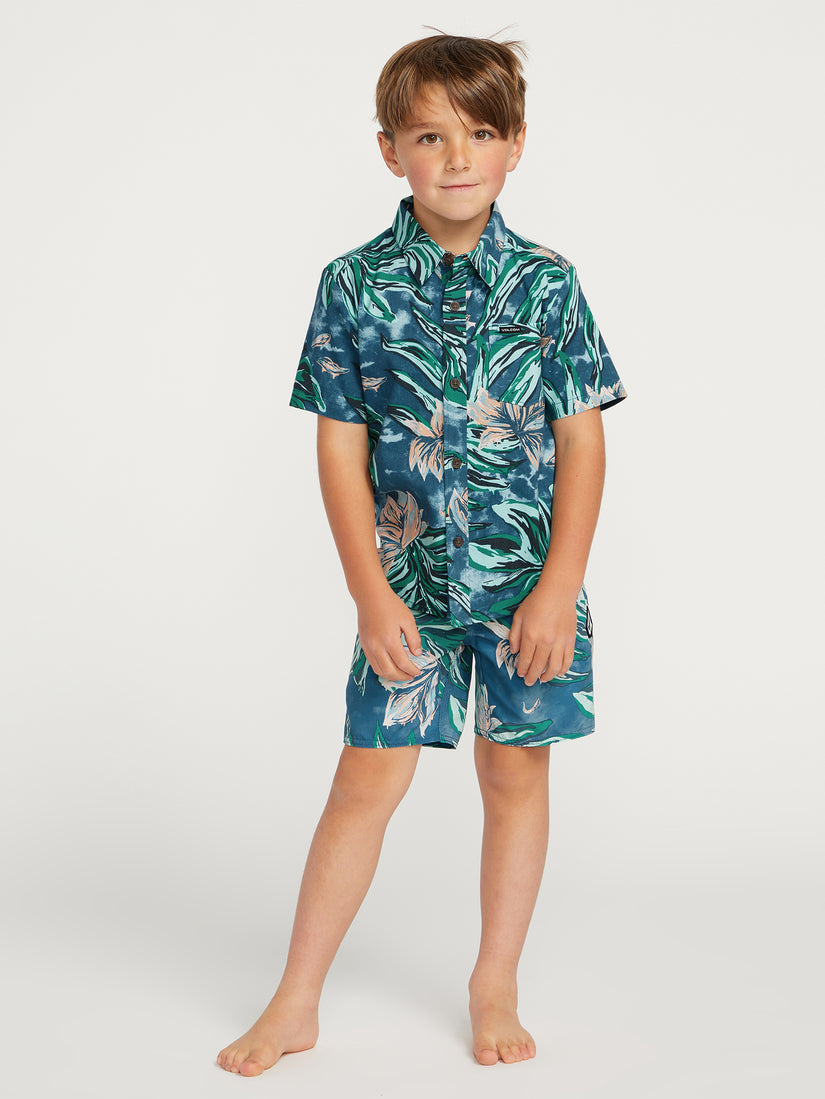 Little Boys Marble Floral Short Sleeve Shirt - Aged Indigo (Y0412308_AIN) [02]