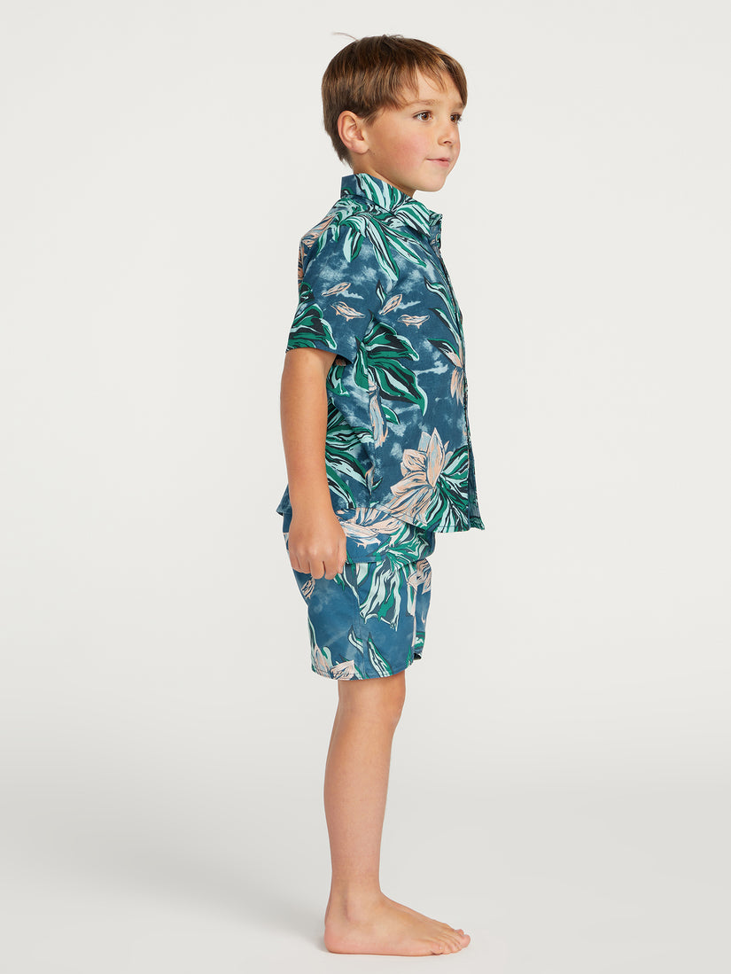 Little Boys Marble Floral Short Sleeve Shirt - Aged Indigo (Y0412308_AIN) [09]