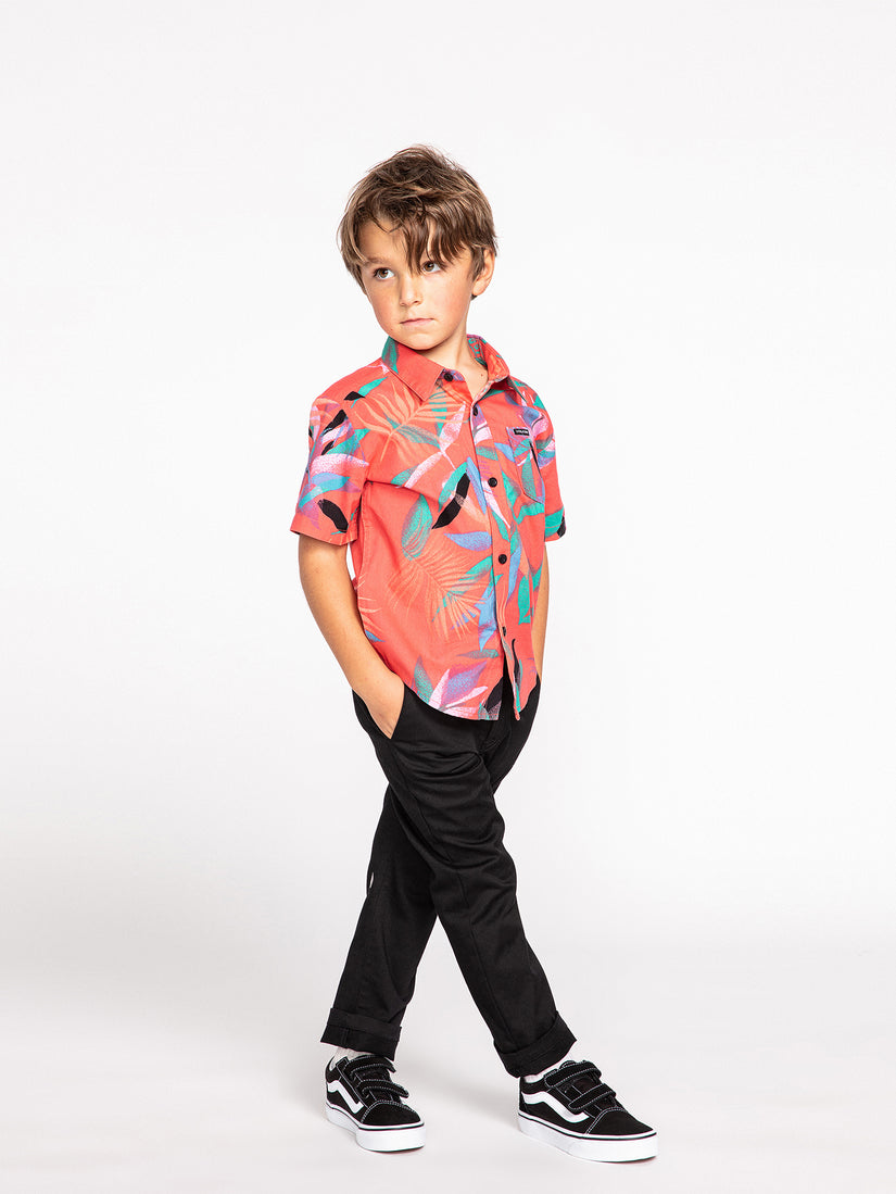 Little Boys Leaf Spray Woven Short Sleeve Shirt - Lava Rock Red (Y0432203_LRR) [02]