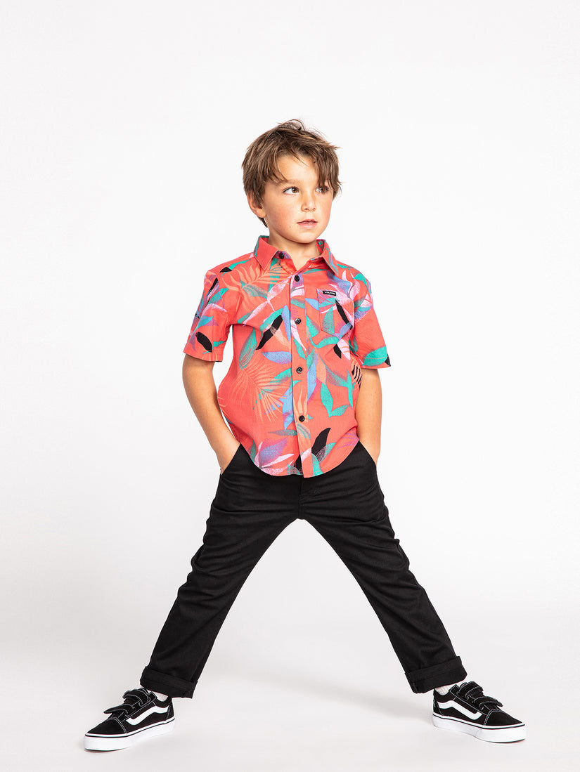 Little Boys Leaf Spray Woven Short Sleeve Shirt - Lava Rock Red (Y0432203_LRR) [03]