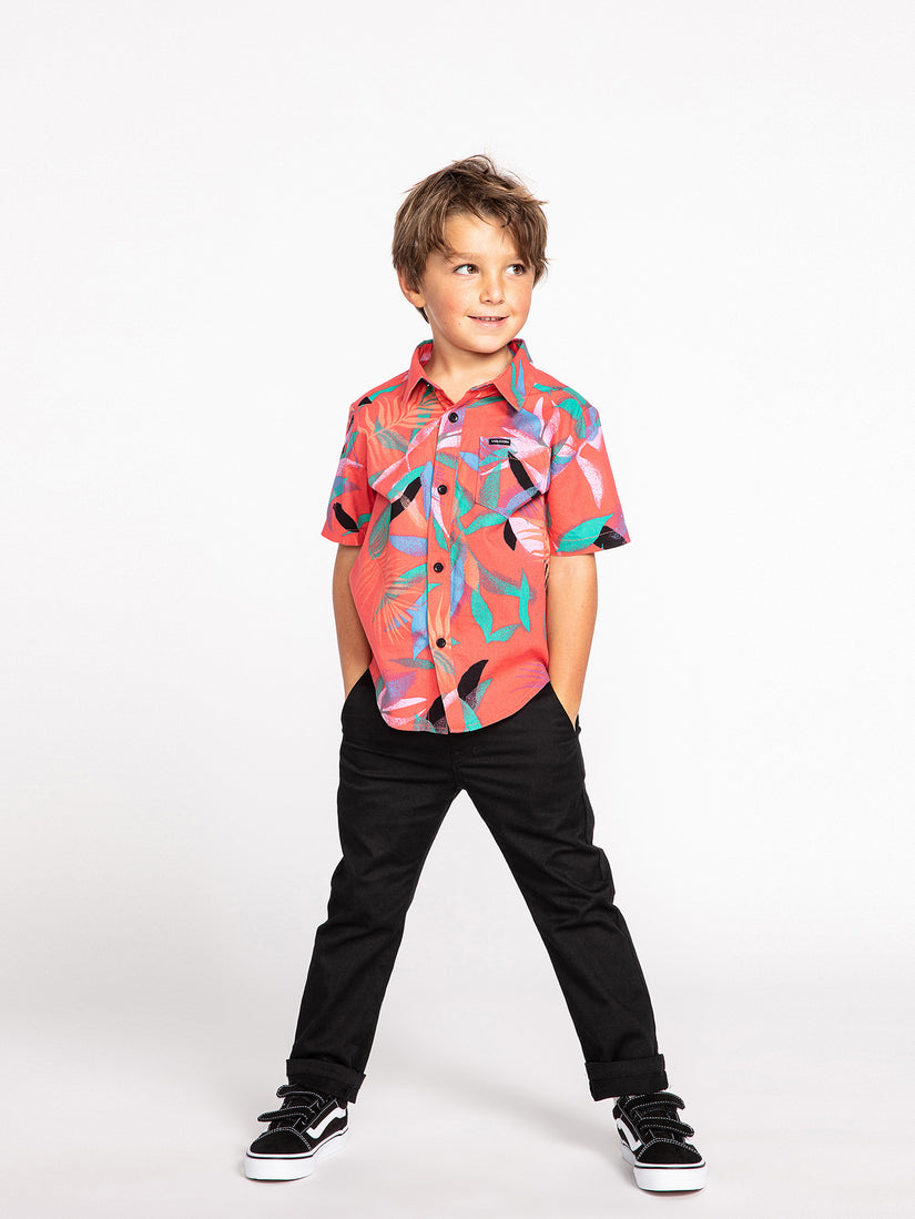 Little Boys Leaf Spray Woven Short Sleeve Shirt - Lava Rock Red (Y0432203_LRR) [05]