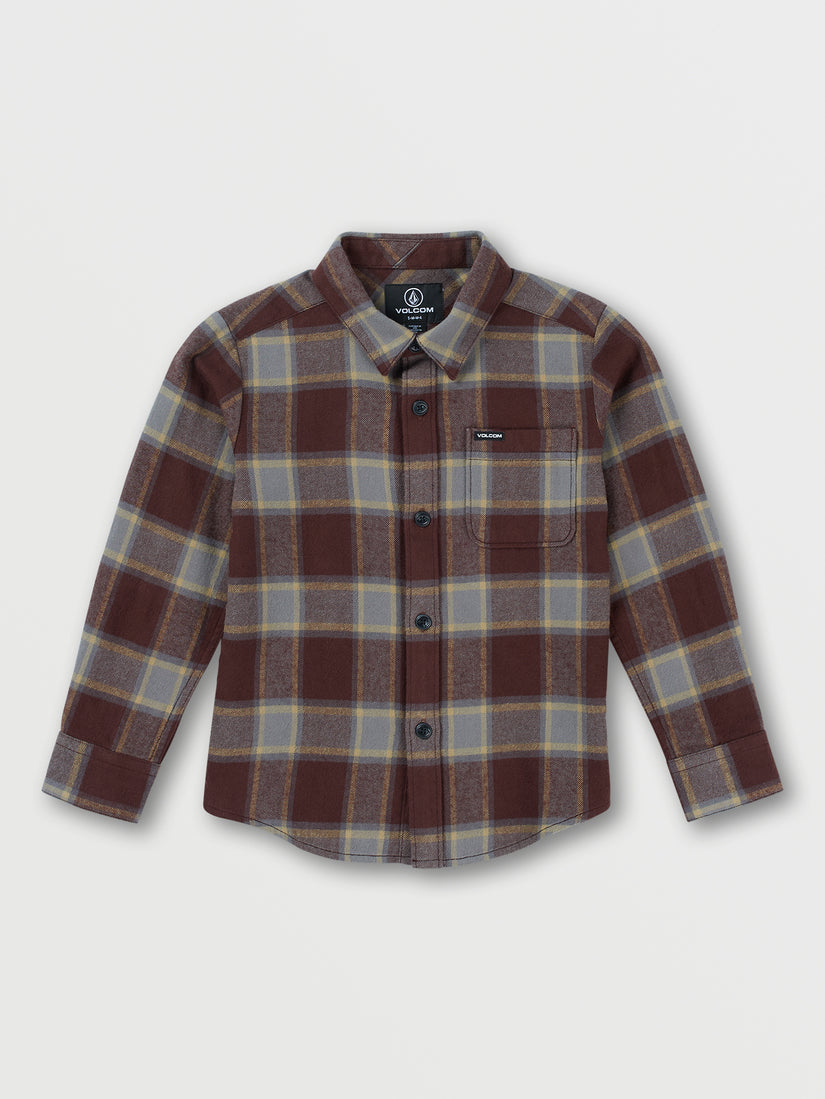 Little Boys Caden Plaid Long Sleeve Flannel - Mahogany (Y0542204_MAH) [F]