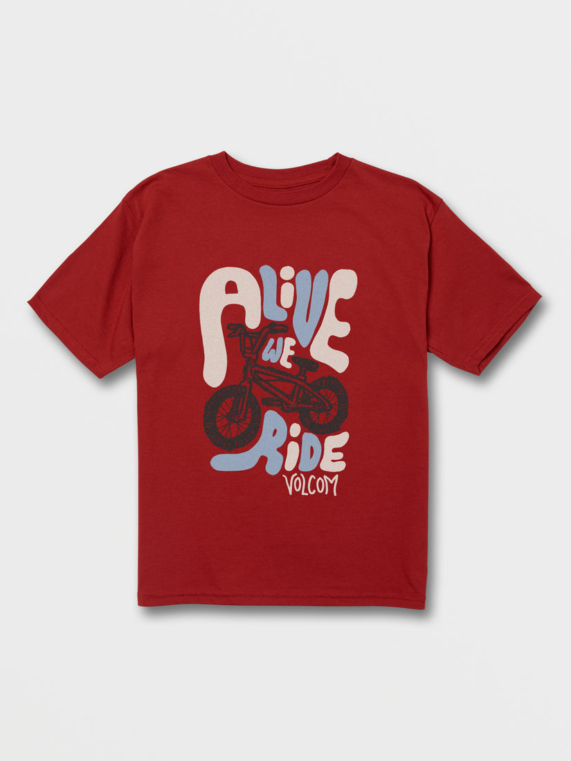 Little Boys Alive We Ride Short Sleeve Tee - Ribbon Red (Y3532234_RNR) [F]