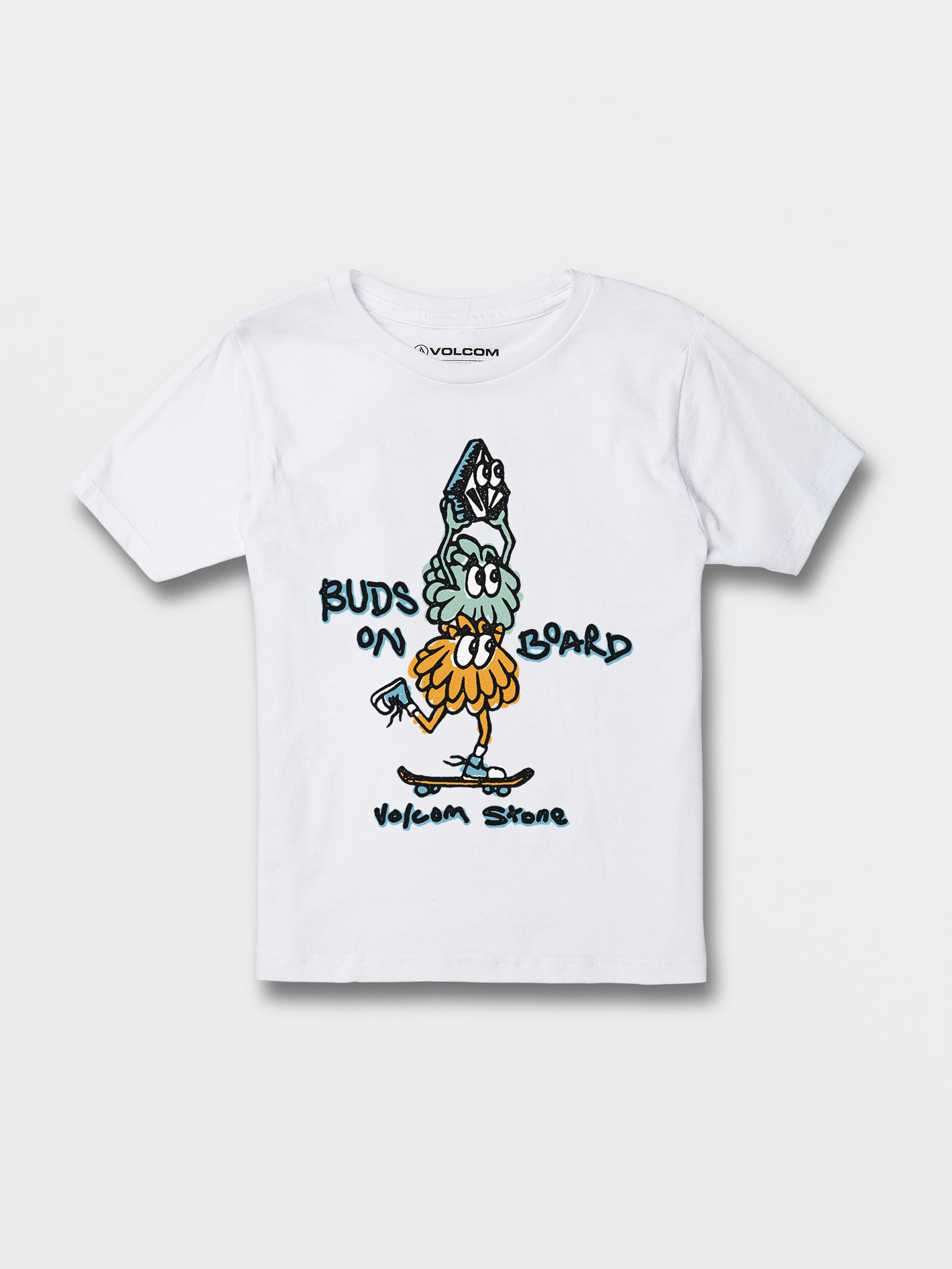 Little Boys Buds On Board Short Sleeve Tee - White