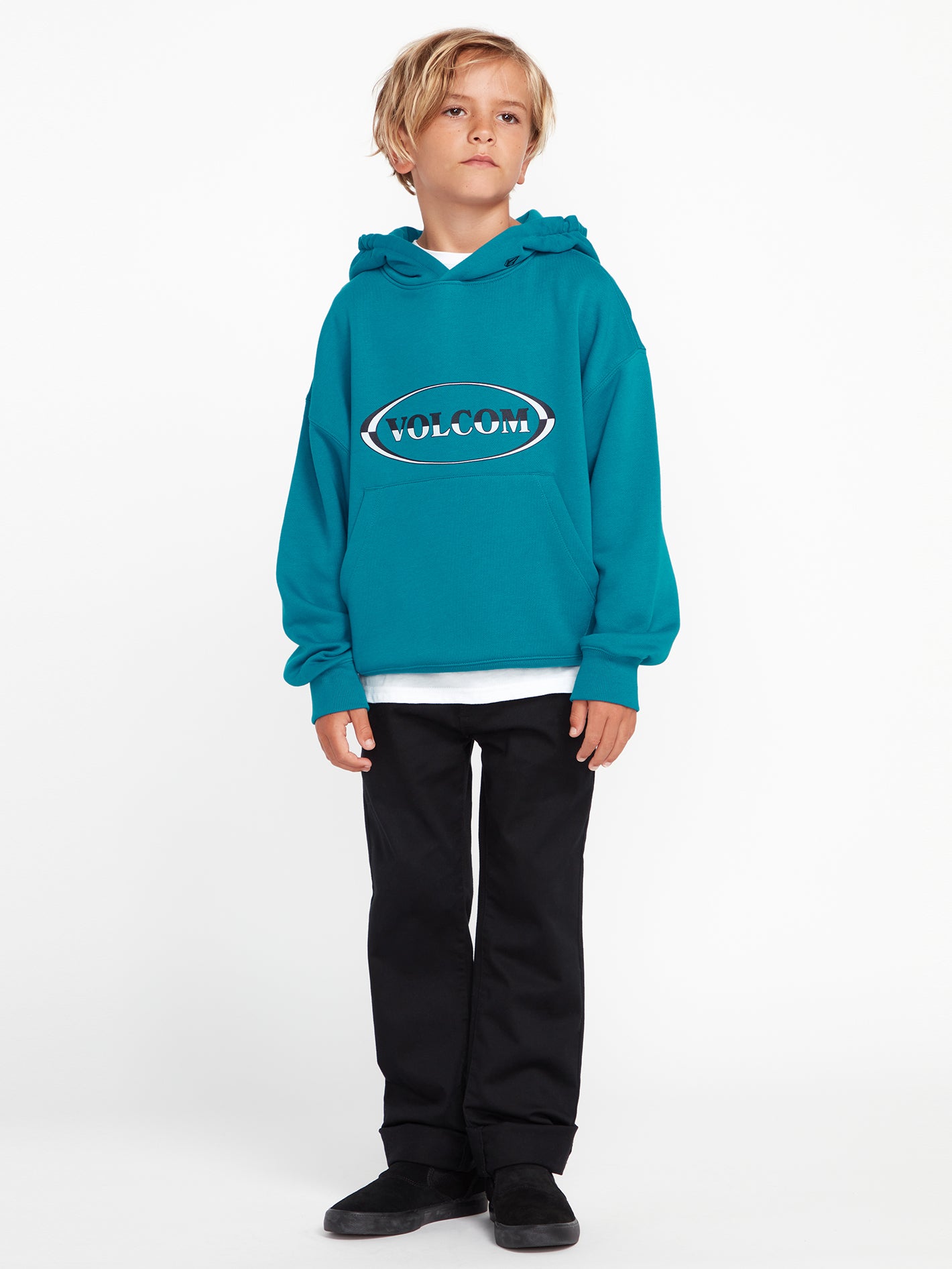 Little Boys Strike Hood Pullover Sweatshirt - Ocean Teal – Volcom